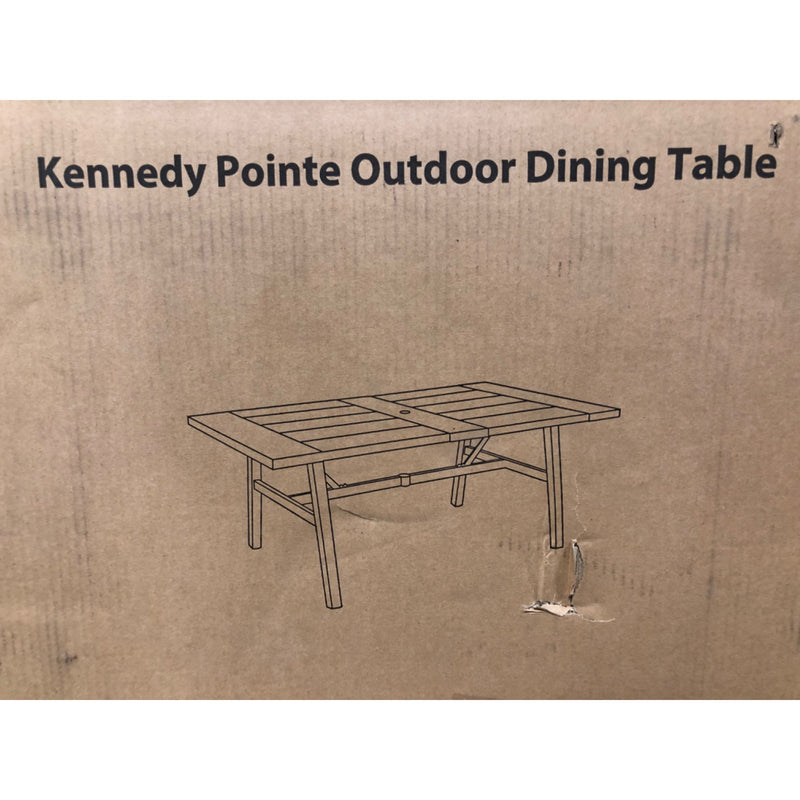 Better Homes Gardens Kennedy Pointe 70in Steel Outdoor Dining Table, Brown/Black