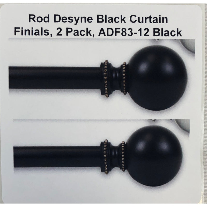 Rod Desyne Black Curtain Finials, 2 Pack, ADF83-12