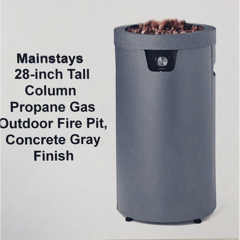 Mainstays 28-inch Tall Column Propane Gas Outdoor Fire Pit, Concrete Gray Finish