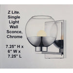 Z Lite. Single Light Wall Sconce, Chrome