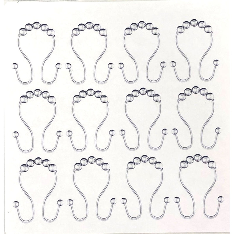 Double Roller Ball Stainless Steel Shower Curtain Hooks Rings, Set of 12