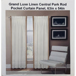 Grand Luxe Linen Central Park Rod Pocket Curtain Panel, 63in x 54in