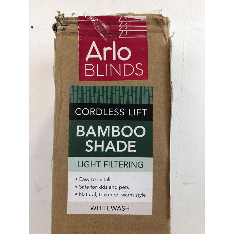 ARLO BLINDS Sheer Bamboo Roman Shades with Valance - Whitewash, 30 x 58