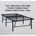 Twin, Mainstays 18in High Profile Foldable Steel Platform Bed Frame