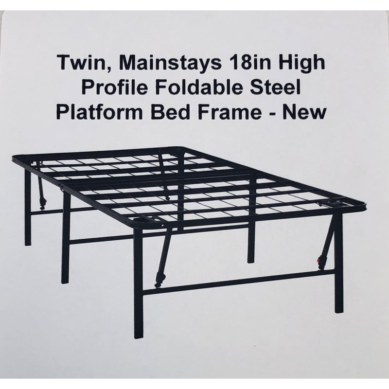 Twin, Mainstays 18in High Profile Foldable Steel Platform Bed Frame