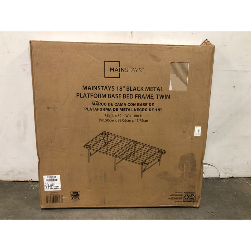 Twin, Mainstays 18in High Profile Foldable Steel Platform Bed Frame