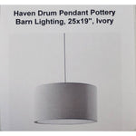 Haven Drum Pendant Pottery Barn Lighting, 25x19", Ivory