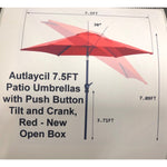 Autlaycil 7.5FT Patio Umbrellas with Push Button Tilt and Crank, Red