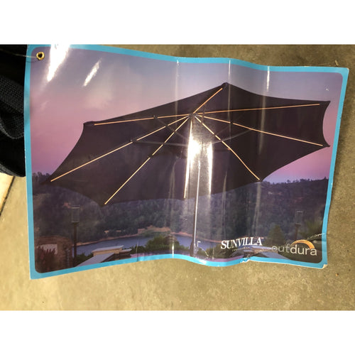 Blue, Sunvilla 10ft Round Solar LED Market Umbrella