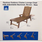 Dextrus Outdoor Chaise Lounge Chair with Adjustable Backrest, Brown