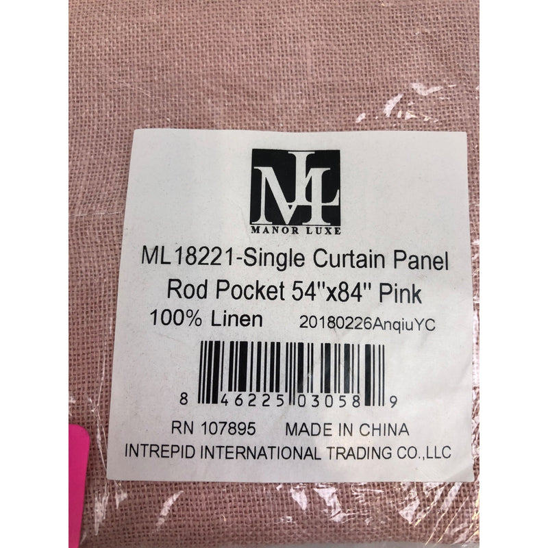 Classic Linen Rod Pocket Single Curtain Panel Pink 52in x 84in