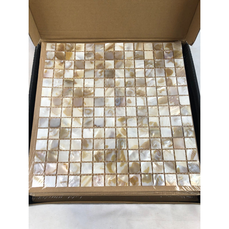 SomerTile 12in x 12in Seashell Square Mosaic Wall Tile, 10 Tiles/ 10.21 sqft.