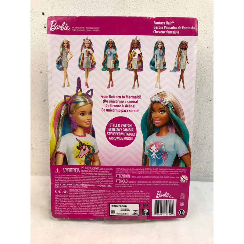 Barbie Fantasy Hair Fashion Doll with Colorful Blonde Hair, Accessories