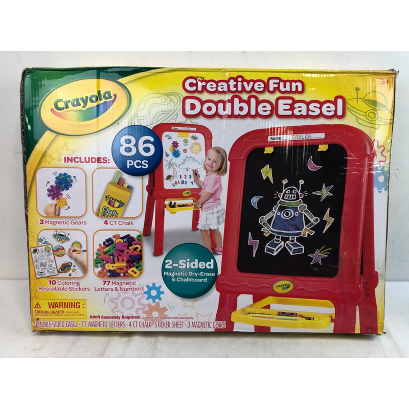 Crayola Creative Fun Easel, Magnetic Dry Erase and Chalk Board, with Art Set