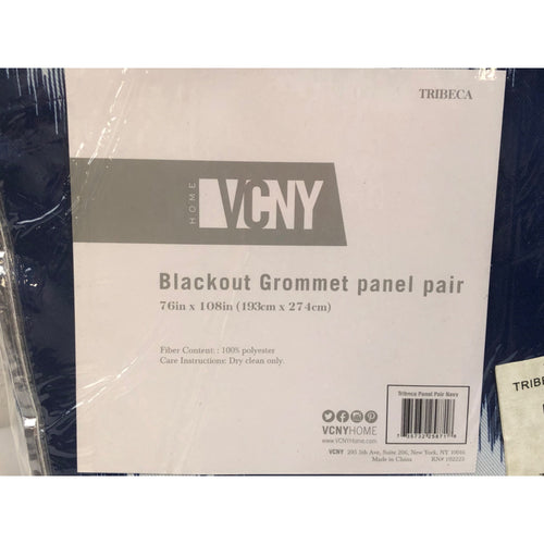 VCNY Blackout Grommet Panel Pair, 76in x 108, Tribeca Blue Diamonds