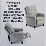 Homesvale Lincoln Push Back Recliner Chair, Taupe-Gray Coral Print Polyester