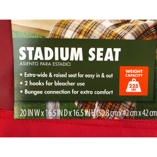 Ozark Trail Extra Wide Stadium Seat with Hooks, Red