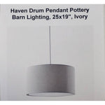 Haven Drum Pendant Pottery Barn Lighting, 25x19", Ivory