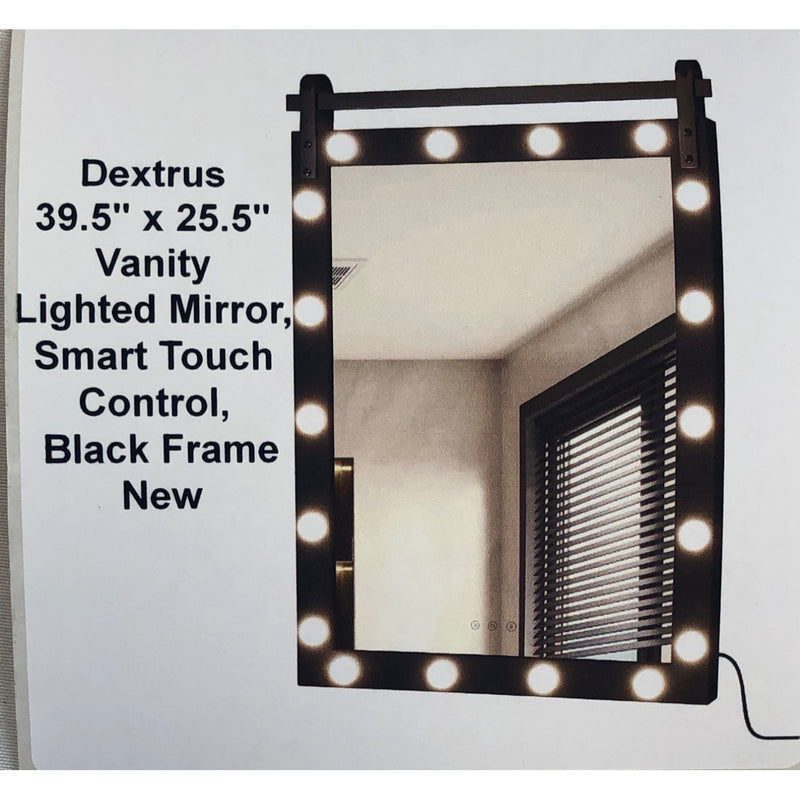 Dextrus 39.5in x 25.5in Vanity Lighted Mirror, Smart Touch Control, Black Frame