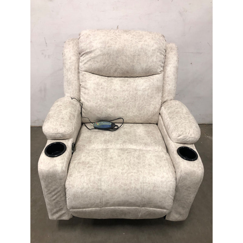 COMHOMA Plush Fabric Swivel Rocker Recliner with Heat, Massage White