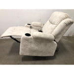 COMHOMA Plush Fabric Swivel Rocker Recliner with Heat, Massage White