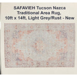 SAFAVIEH Tucson Nazca Traditional Area Rug, 10ft x 14ft, Light Grey/Rust