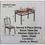 Garvee 5-Piece Dining Room Table Set Kitchen Table for 4