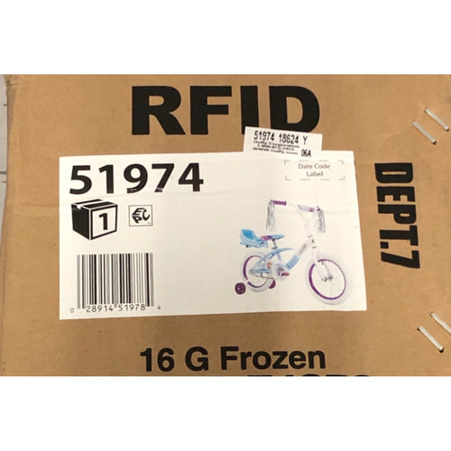 Huffy Disney Frozen Bike, 16in Wheels, Doll Seat, Training Wheels