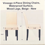 Vineego 4-Piece Dining Chairs, Waterproof Surface, Wood Legs, Beige