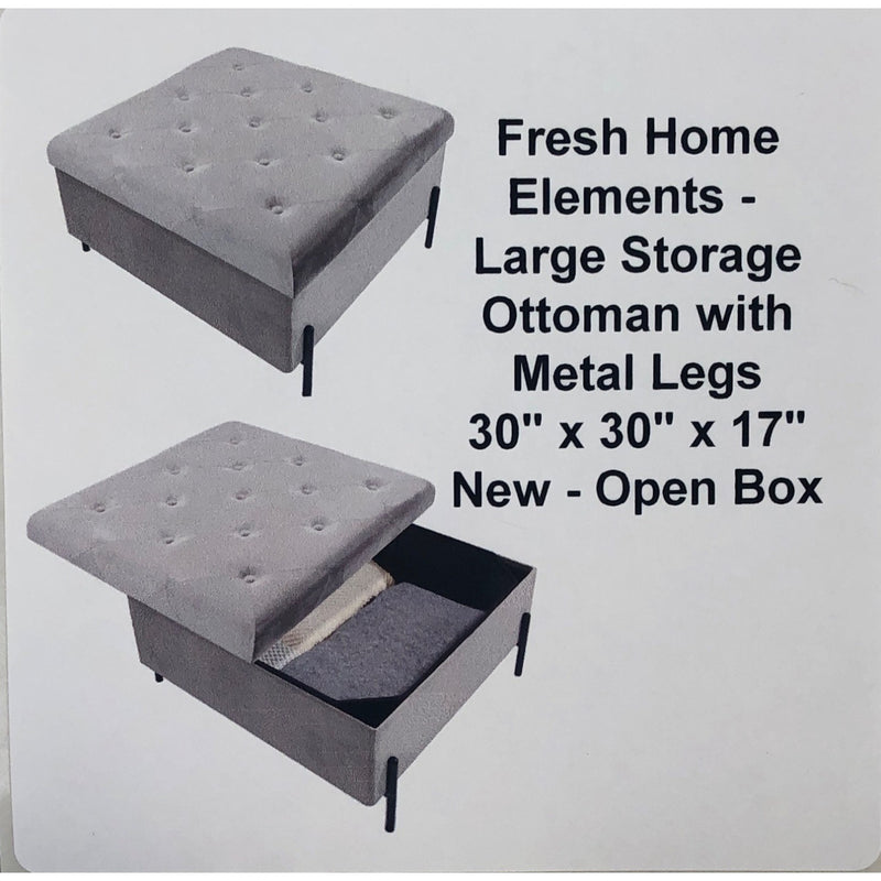 Fresh Home Elements - Large Storage Ottoman with Metal Legs