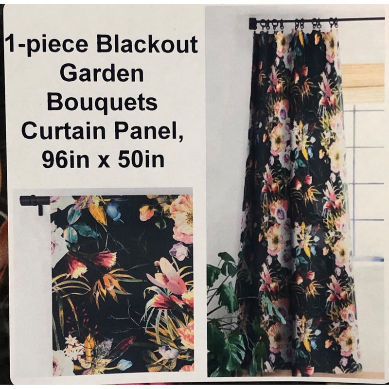 1-piece Blackout Garden Bouquets Curtain Panel, 96in x 50in