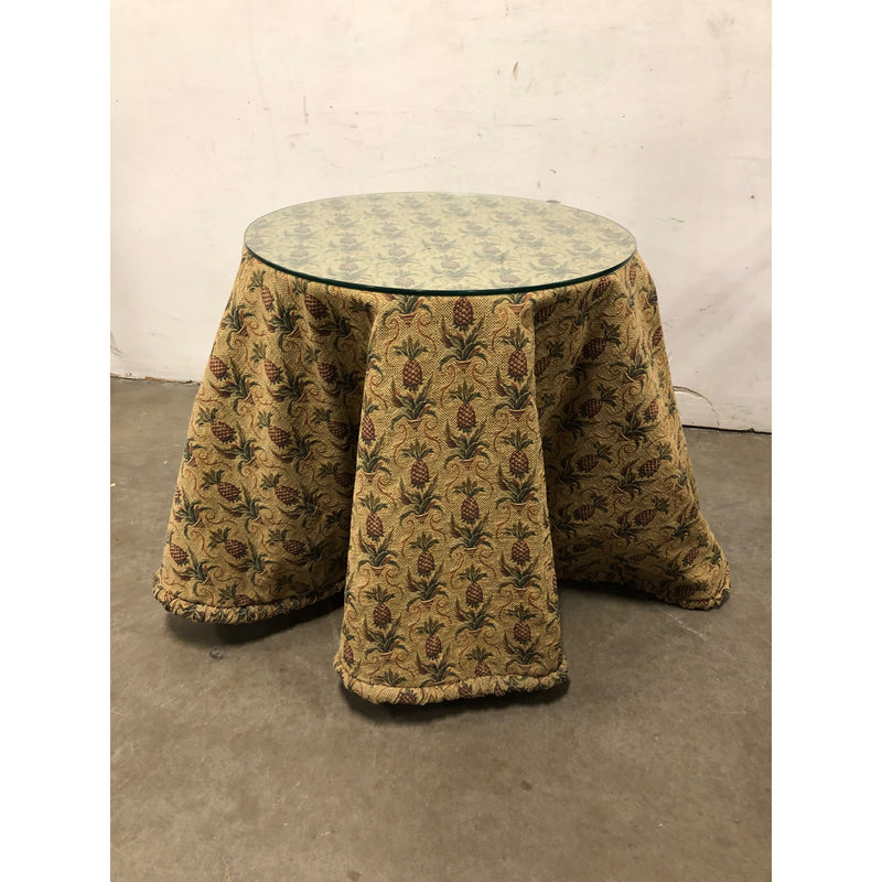 30in Round Top Table, Glass Top, Pineapple Print