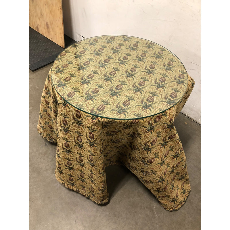 30in Round Top Table, Glass Top, Pineapple Print