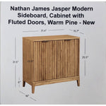 Nathan James Jasper Modern Sideboard, Cabinet with Fluted Doors, Warm Pine