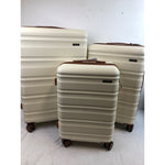 GAZILY 12in 3 Piece Hardside Spinner Lightweight Luggage Set, Ivory