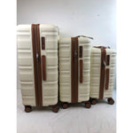 GAZILY 12in 3 Piece Hardside Spinner Lightweight Luggage Set, Ivory