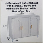 NicBex Accent Buffet Cabinet with Storage, 3 Doors and Removable Shelves, White