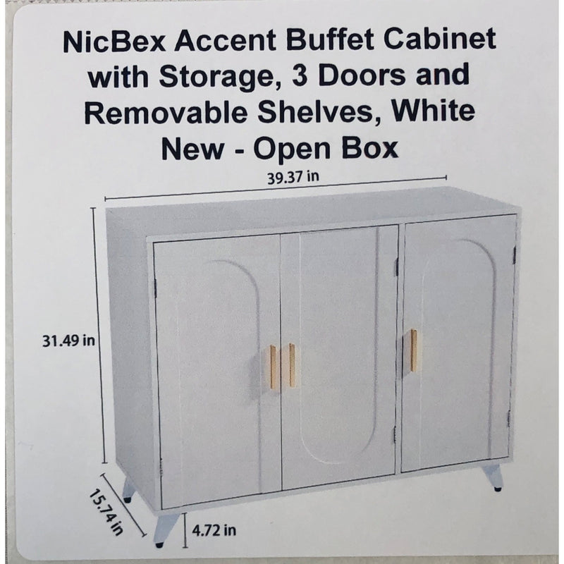 NicBex Accent Buffet Cabinet with Storage, 3 Doors and Removable Shelves, White