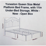 Yoneston Queen Size Metal Platform Bed Frame, with 11in Under-Bed Storage, White