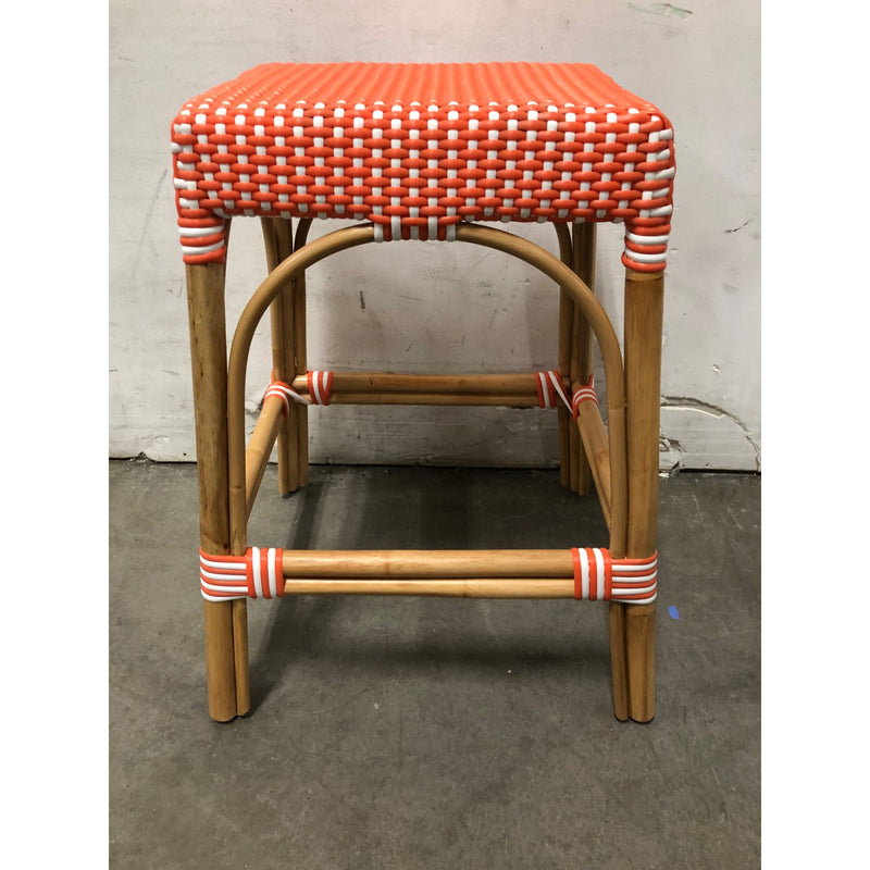 Butler Specialty Company Robias Rattan 24.5in Counter Stool, Orange/White