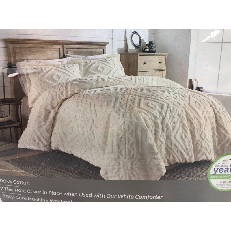 Better Homes & Gardens 3-piece Ivory Chenille Duvet Cover Set, King