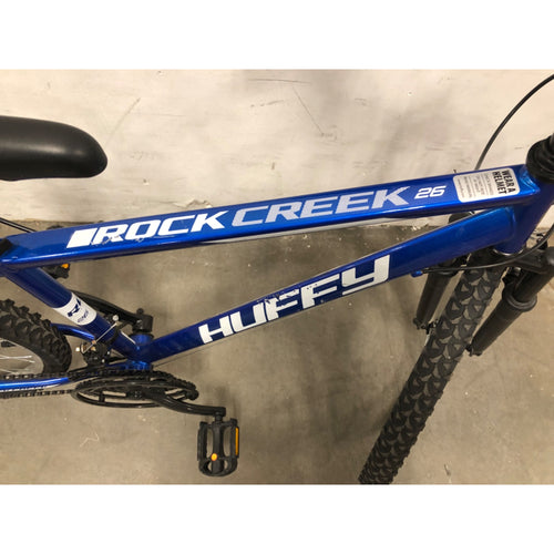 26in Huffy Rock Creek Mountain Bike, 18-Speeds, 13 Years or Older, Blue