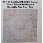 5ft x 5ft Square, SAFAVIEH Tucson Nazca Traditional Machine Washable Area Rug