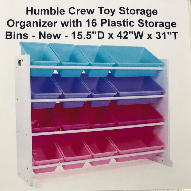 Humble Crew Toy Storage Organizer with 16 Plastic Storage Bins