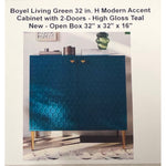 Boyel Living Green 32 in. H Modern Accent Cabinet with 2-Doors - High Gloss Teal