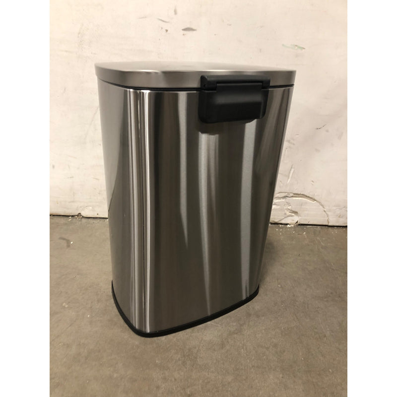 Qualiazero 13.2 Gallon Trash Can, Rectangular Step On Kitchen Trash Can, Silver