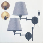 Set of 2 Plug in Swing Arm Wall Sconce with Gray Shade