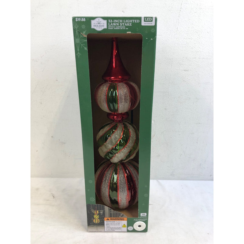 Holiday Time Battery Operated LED Lighted Finial Christmas Lawn Stake, 32 in