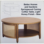 Better Homes and Gardens Springwood Caning Coffee Table, Light Honey Finish