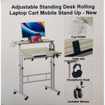 Adjustable Standing Desk Rolling Laptop Cart Mobile Stand Up